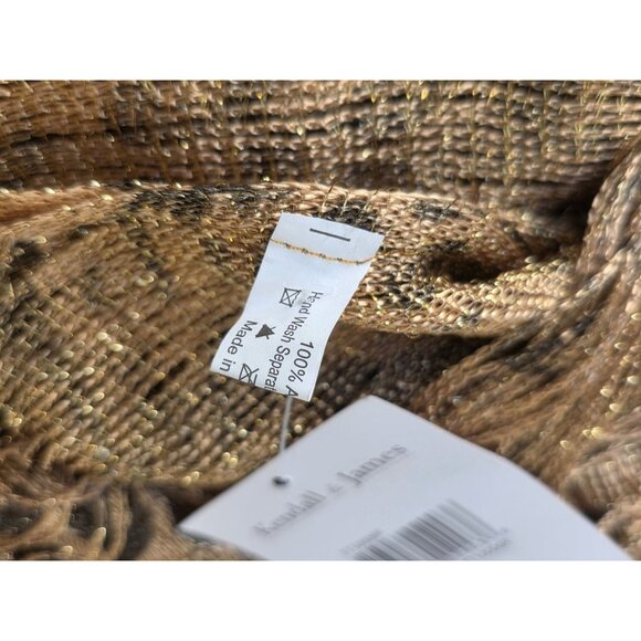 Kendall James Gold Metallic Leopard Fringe Shawl Womens OS Evening CoverUp NWT - Picture 5 of 10